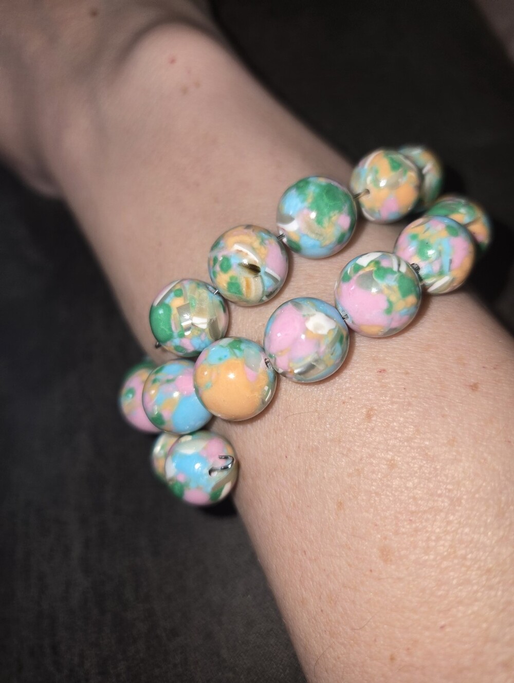Soft Rainbow Gemstone Bracelet | 12mm Beads | Handmade Wrap Bangle 291 - Picture 3 of 5